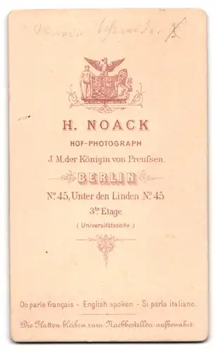 Fotografie H. Noack, Berlin, Unter den Linden 45, Portrait bildschönes Fräulein mit Flechtdutt
