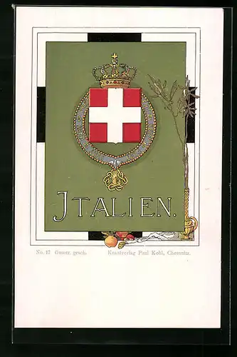 Lithographie Wappen von Italien