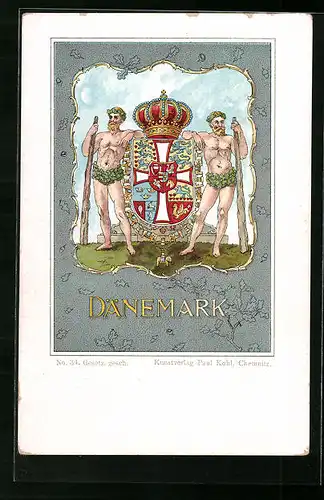 Lithographie Wappen von Dänemark