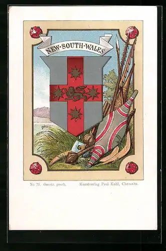 Lithographie Wappen von New-South-Wales
