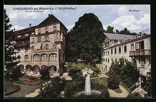 AK Biberach / Riss, Jordanbad, Neues Kurhaus & Badehaus