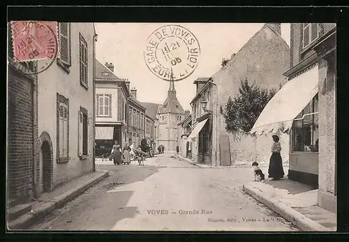 AK Voves, Grande Rue, Strassenpartie