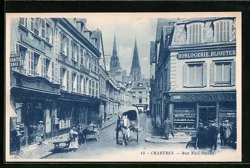 AK Chartres, Rue Noel-Ballay, Strassenpartie