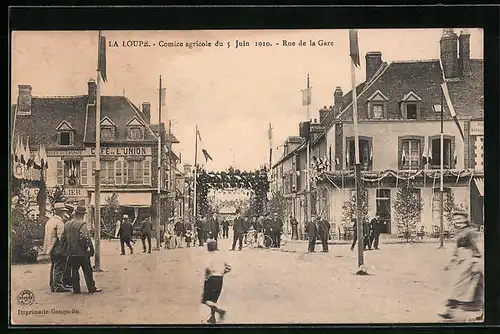 AK La Loupe, Comice agricole 1910, Rue de la Gare