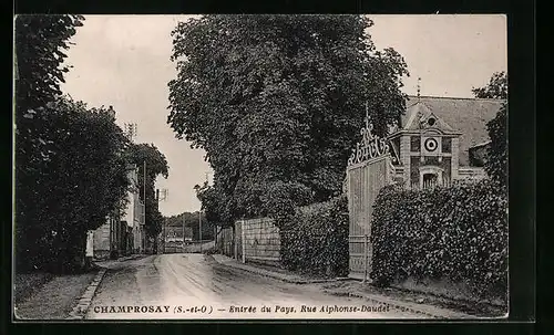 AK Champrosay, Entrée du Pays, Rue Alphonse-Daudet