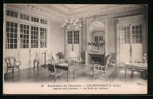 AK Champrosay, Sanatorium des Cheminots, Section des Femmes, la Salle de Lecture