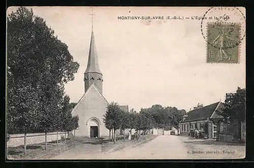 AK Montigny-sur-Avre, L`Eglise et la Place