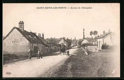 AK Saint-Denis-les-Ponts, Arrivée de Chateaudun