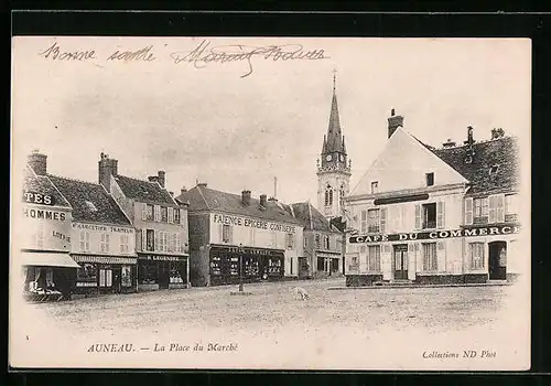 AK Auneau, la Place du Marché, Café du Commerce