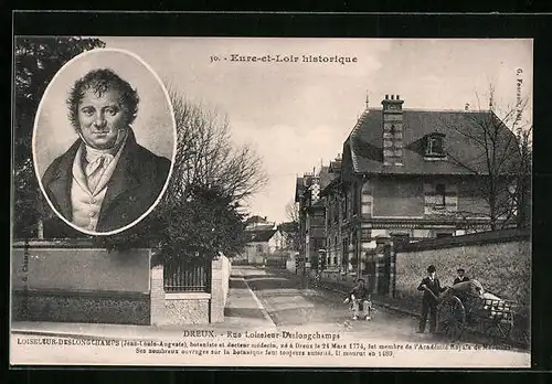 AK Dreux, Rue Loiseleur-Deslongchamps, Portrait Jean-Louis Auguste