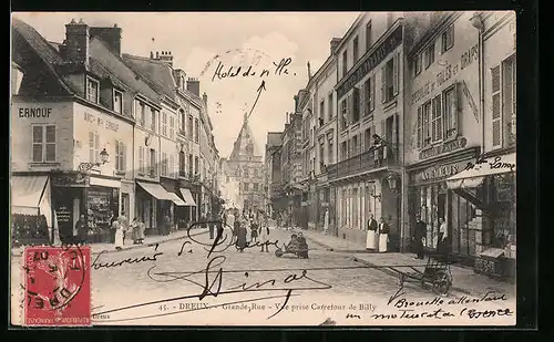 AK Dreux, Grande-Rue, vue prise Carrefour de Billy