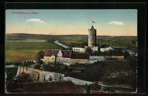 AK Schönburg / Saale, Teilansicht mit Burg