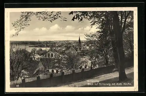 AK Schleswig, Blick auf den Ort mit Katholischer Kirche