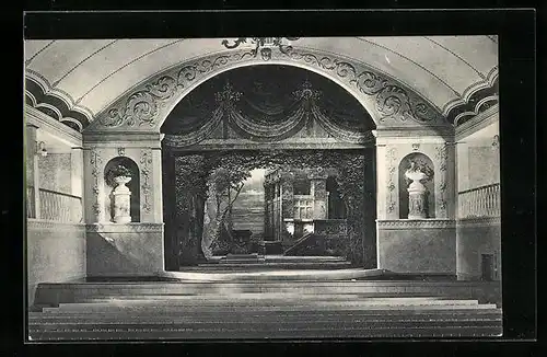 AK Bad Lauchstädt, Goethe-Theater, Ansicht der Bühne mit Bühnenbild der Iphigenle