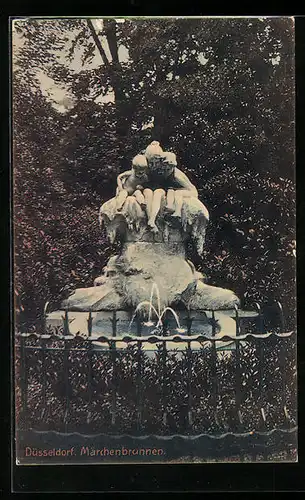 AK Düsseldorf, am Märchenbrunnen