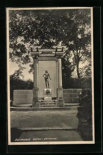 AK Darmstadt, am Göthe-Denkmal