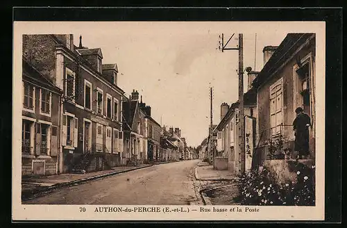 AK Authon-du-Perche, Rue basse et la Poste