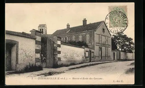 AK Gommerville, Mairie et Ecole des Garcons