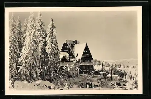 AK Zackelfallbaude im Winter