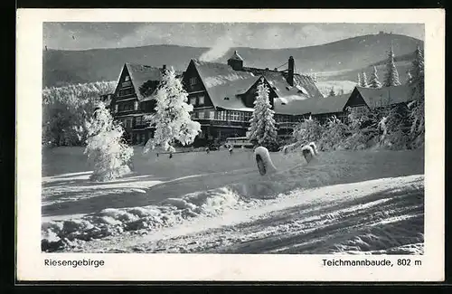 AK Teichmannbaude bei Tiefschnee