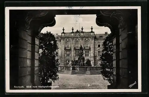 AK Bayreuth, Blick zum Markgrafenbrunnen