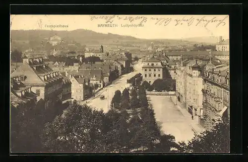 AK Bayreuth, Blick auf Luitpoldplatz und Festspielhaus
