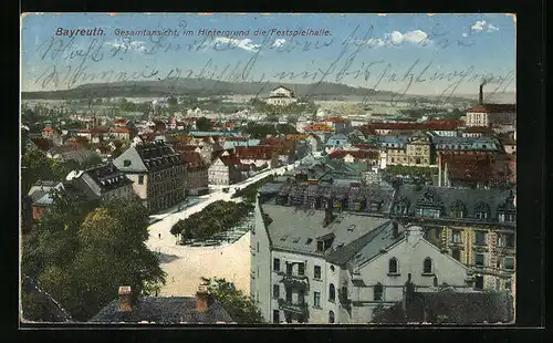 AK Bayreuth, Gesamtansicht, im Hintergrund die Festspielhalle