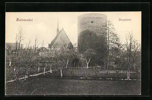 AK Salzwedel, Blick auf Burgturm