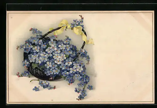 Künstler-AK Meissner & Buch (M&B) Serie 2249: Korb voll Vergissmeinnicht