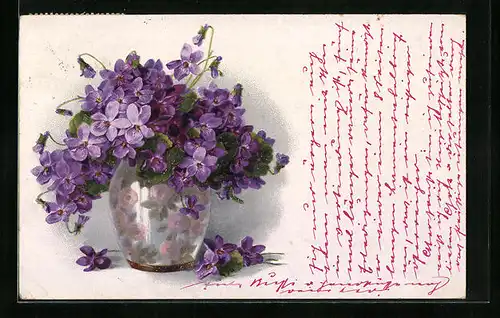 Künstler-AK Meissner & Buch (M&B) Serie 2334: Vase mit Veilchen