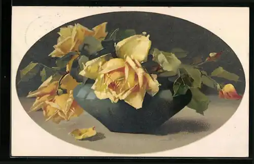 Künstler-AK Meissner & Buch (M&B) Serie 2279: Rosen verwelken in Vase