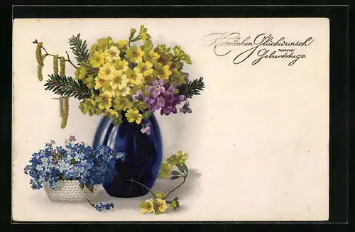 Künstler-AK Meissner & Buch (M&B) Serie 2345: Vase und Korb mit Blumen