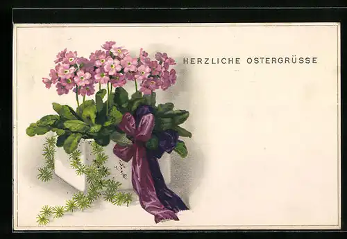Künstler-AK Meissner & Buch (M&B) Serie 2259: Vase voll Blumen, Ostern