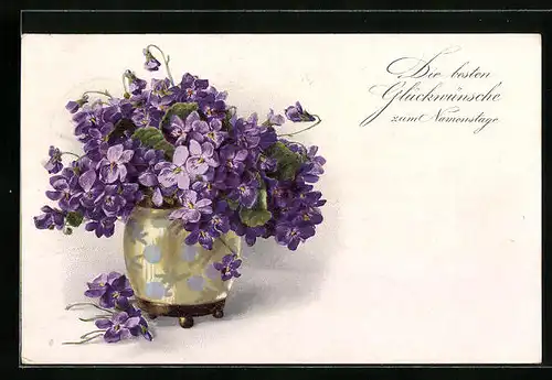 Künstler-AK Meissner & Buch (M&B) Serie 2334: Vase mit Veilchen