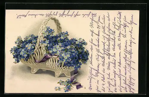 Künstler-AK Meissner & Buch (M&B) Serie 2285: Korb voll Vergissmeinnicht