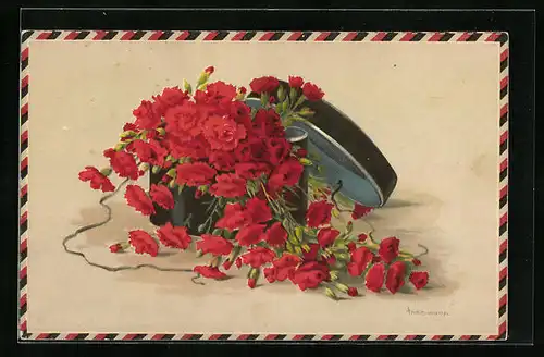 Künstler-AK Meissner & Buch (M&B) Serie 2033: Geschenkschatulle voll Blumen