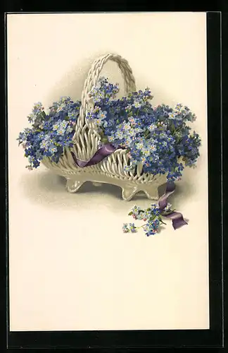 Künstler-AK Meissner & Buch (M&B) Serie 2285: Korb voll Vergissmeinnicht