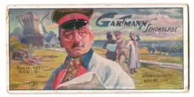 Sammelbild Gartmann Schokolade Serie 451 Bild 5, Generaloberst Von Kluck, in Uniform vor einer Windmühle