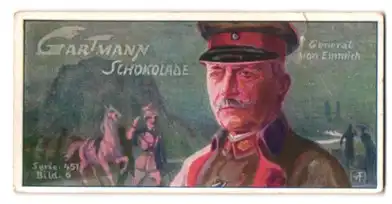 Sammelbild Gartmann Schokolade Serie 451 Bild 6, General Von Emmerich in Uniform mit seiner Schirmmütze