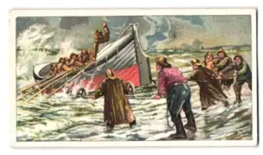 Sammelbild Reese & Wichmann Kakao Pralinen Schokolade, Serie 13 Bild 4, Rettung aus Seenot, Zuwasserbringen des Bootes