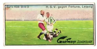 Sammelbild Gartmann Schokolade Serie 608 Bild 3, H. S. V. gegen Fortuna, Leipzig