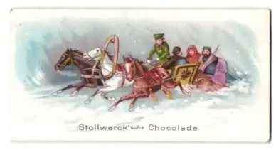 Sammelbild Stollwerck`s Adler - Cacao Serie 1 Bild 2, Schlittenfahrt im Schnee