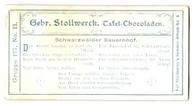 Sammelbild Stollwercksche Chocolade Serie 177 Bild 2, Schwarzwalder Bauernhof