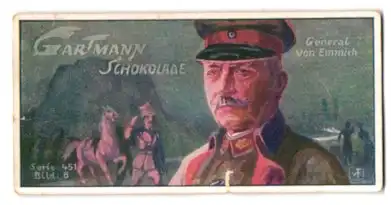 Sammelbild Gartmann Schokolade Serie 451 Bild 6, Deutsche Heerführer des Krieges, General von Emmerich