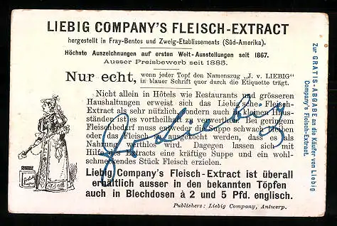 Sammelbild Liebig, Hamlet, Oper von Ambroise Thomas, Ophelia, Blüte von wildem Rosmarin