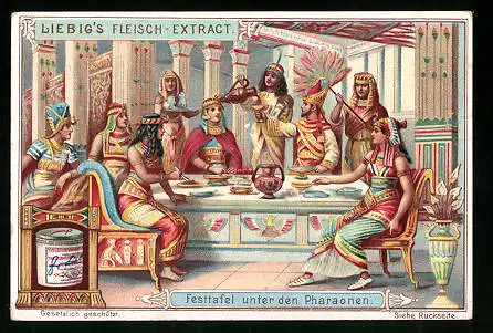 Sammelbild Liebig, Festtafel unter den Pharaonen