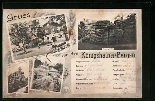 AK Königshain, Königshainer Berge, Bergrestaurant zum Hochstein, Teufelsstein