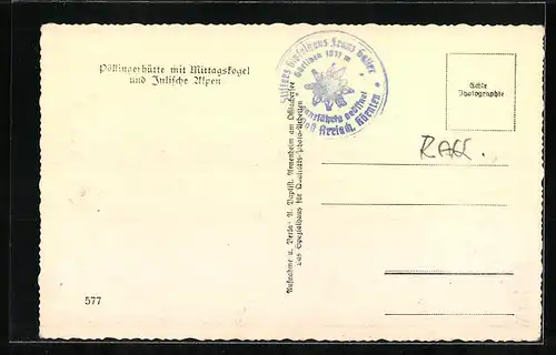 AK Pöllingerhütte mit Mittagskogel und Julische Alpen