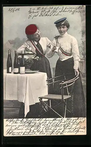 AK Neu-Heidelberg, Junge das hast du los!, Studentinnen beim Trinken, studentische Szene