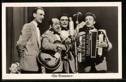 AK Musiker der Brummer in karierten Jacken mit Instrumenten